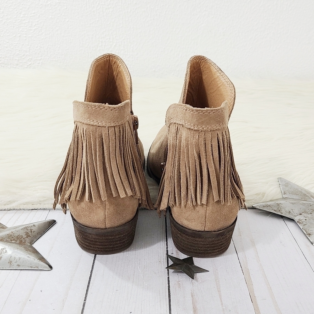 Lucky Brand Benjii tan suede fringe booties women's ankle boots size 6.5 - Picture 4 of 6